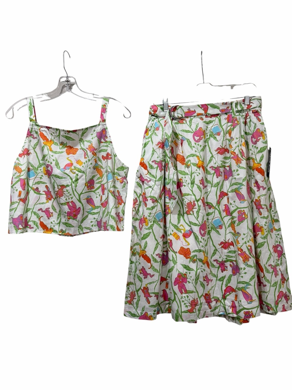 ModCloth Large 10 Skirt Tank Top Set Wildland Tropical Martini NWT 0003